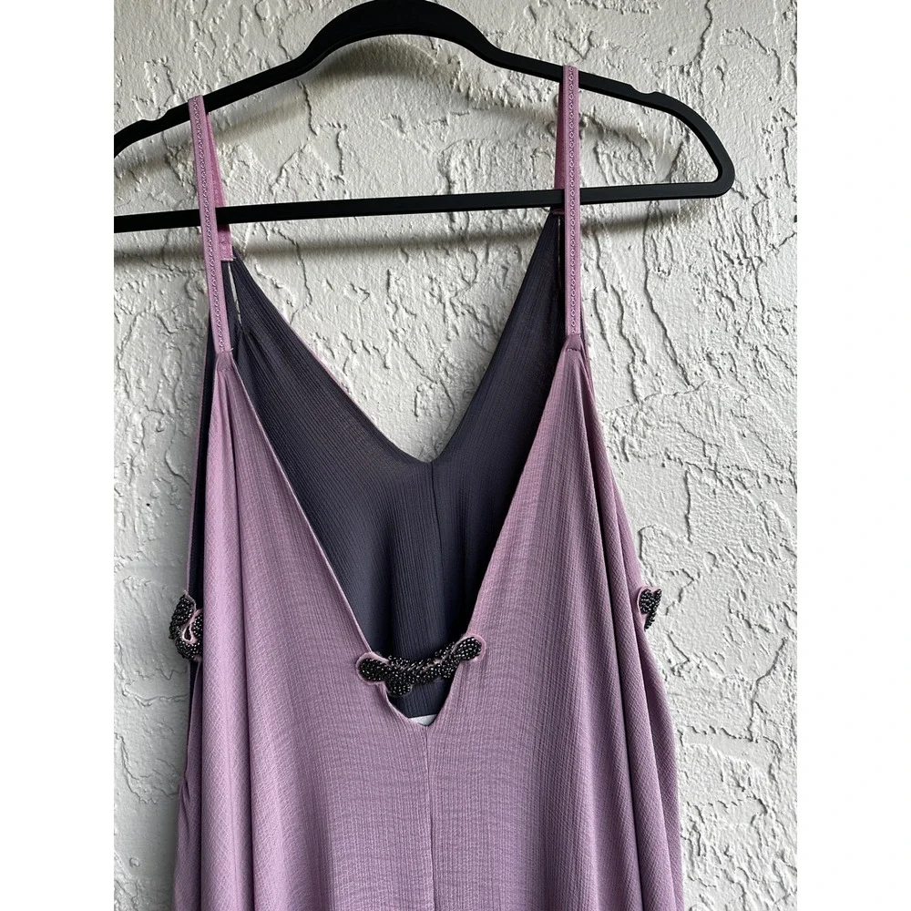 Free People Intimately Asymmetrical Handkerchief Boho Slip Dress Beaded Medium